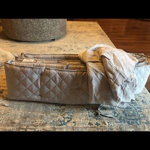 Potterybarn kids grey quilted linen bumper & skirt